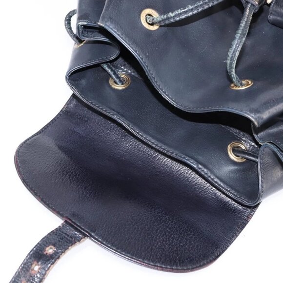 GUCCI Bamboo Backpack Leather Navy Gold 003 2058 0016 Auth gh884 - Picture 11 of 16